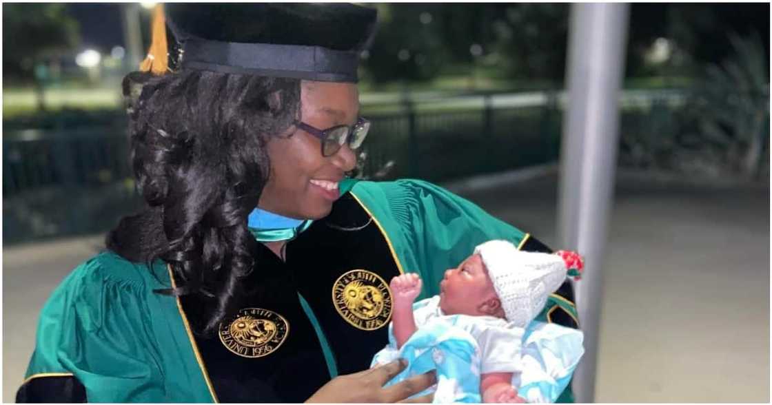 Queshonda Kudaisi with her baby girl at her graduation ceremony. Queshonda Kudaisi with her baby girl at her graduation ceremony.