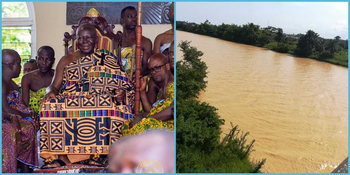 Chief Offers Special Prayers At River Pra Before Otumfuo Osei Tutu II Crosses To Cape Coast Chief Offers Special Prayers At River Pra Before Otumfuo Osei Tutu II Crosses To Cape Coast