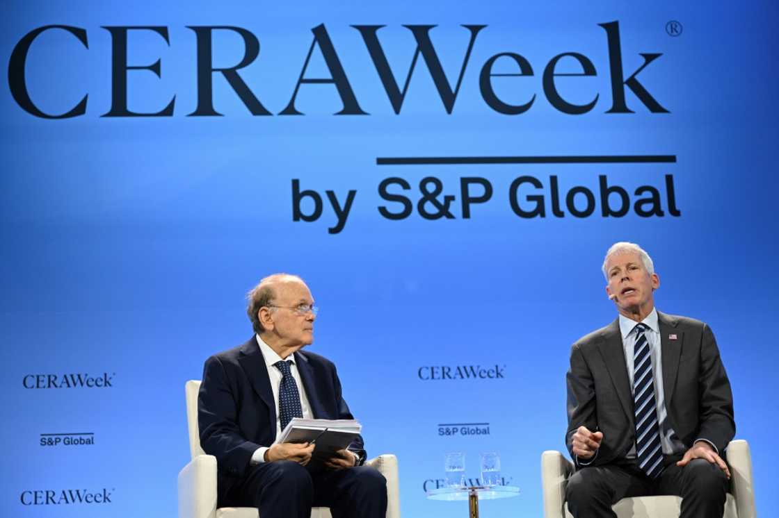US Energy Secretary Chris Wright (R) speaks with the vice-chairman of S&P Global Daniel Yergin, in the framework of the Ceraweek by S&P Global energy conference in Houston, Texas US Energy Secretary Chris Wright (R) speaks with the vice-chairman of S&P Global Daniel Yergin, in the framework of the Ceraweek by S&P Global energy conference in Houston, Texas