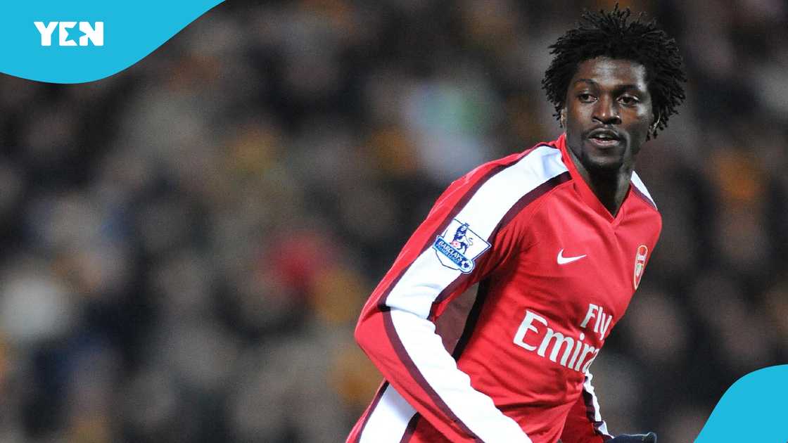 Emmanuel Adebayor, Arsenal, Premier League. Emmanuel Adebayor, Arsenal, Premier League.