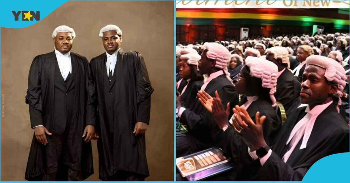 A photo of Ghanaian twins brothers during a call to the Bar ceremony A photo of Ghanaian twins brothers during a call to the Bar ceremony