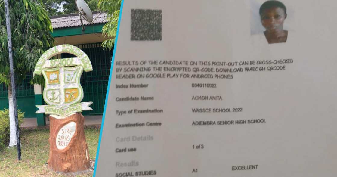 Photo of Anita Ackon's WASSCE results. Photo of Anita Ackon's WASSCE results.