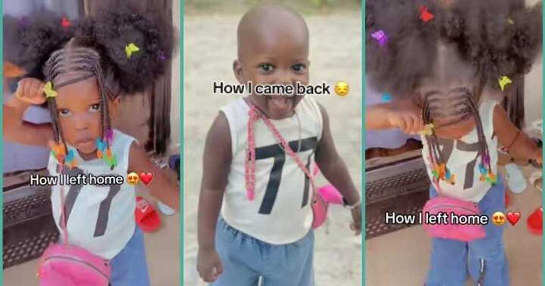 Little girl causes buzz online as she returns home without her frontal wig Little girl causes buzz online as she returns home without her frontal wig