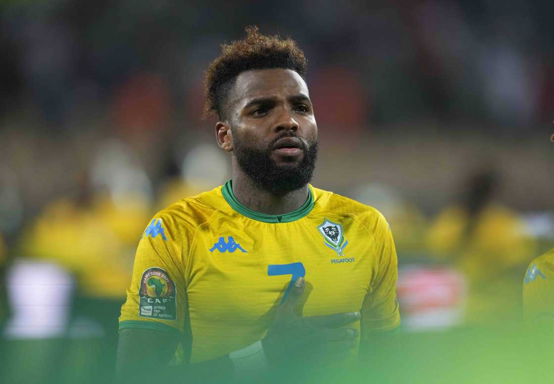 Aaron Boupendza of Gabon during Ghana vs Gabon, 2022 Africa Cup of Nations at Ahmadou Ahidjo Stadium Aaron Boupendza of Gabon during Ghana vs Gabon, 2022 Africa Cup of Nations at Ahmadou Ahidjo Stadium