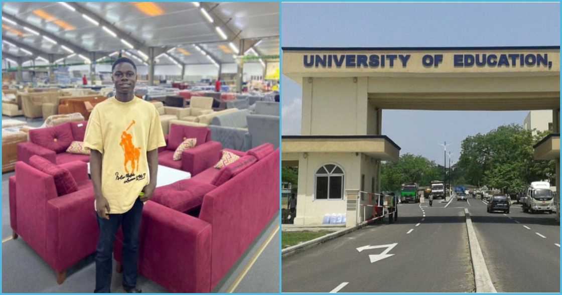 Photo of Joseph Anim and UEW entrance