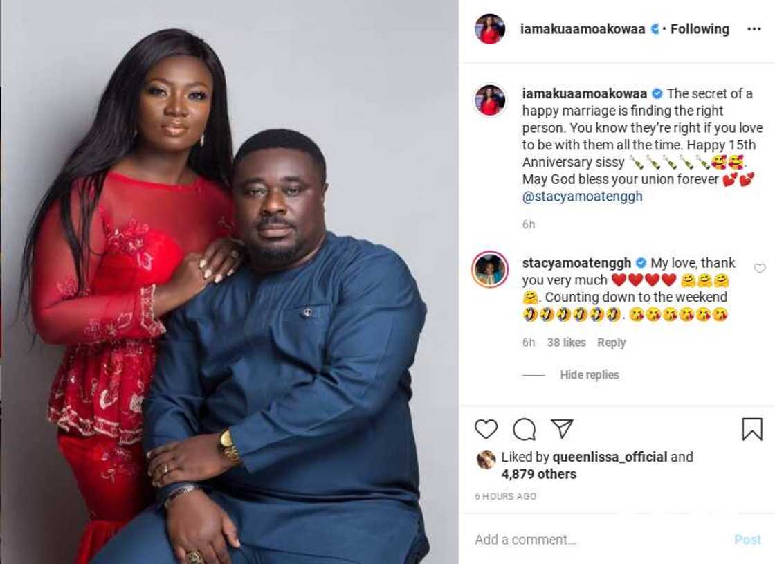 Akua GMB celebrates Stacy Amoateng on her 15th wedding anniversary Akua GMB celebrates Stacy Amoateng on her 15th wedding anniversary