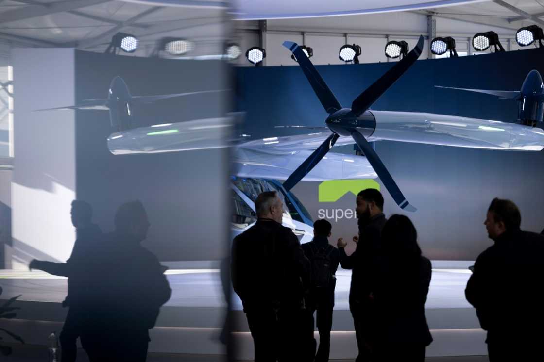 Supernal presents one of its 'electric vertical take-off and landing' (eVTOL) vehicles at the Consumer Elecronics Show in Las Vegas on January 10, 2024