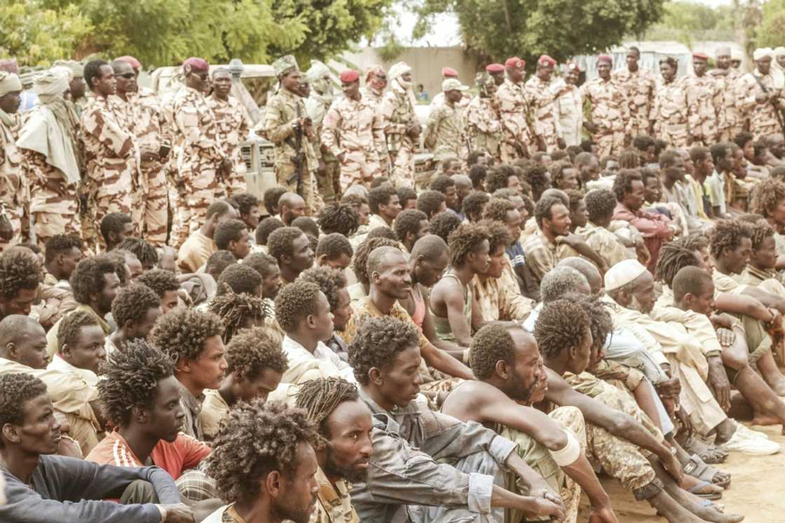 Captured rebels from the Front for Change and Concord in Chad (FACT) in N'Djamena last year