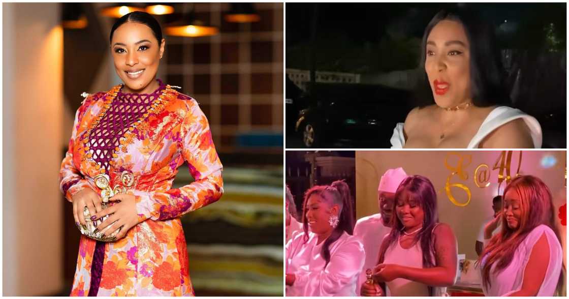 Ghanaian Actress Nikki Samonas Rocks A Cleavage-Baring White Dress To Nkonkonsa's Birthday Party