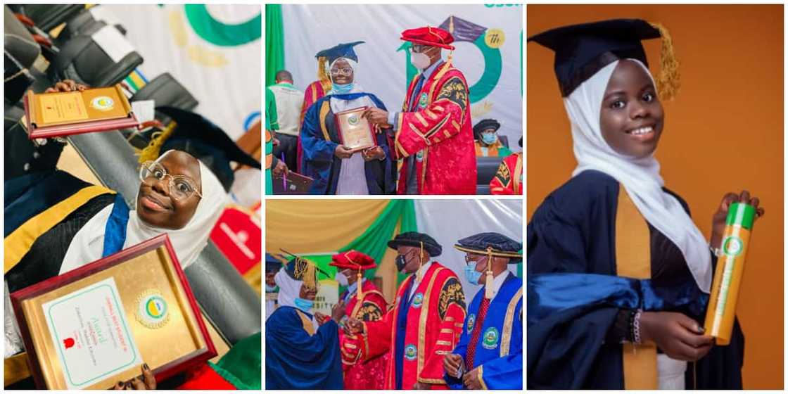 Joy as young Nigerian lady graduates as the best student in her faculty, shares moment with Osun state governor Joy as young Nigerian lady graduates as the best student in her faculty, shares moment with Osun state governor