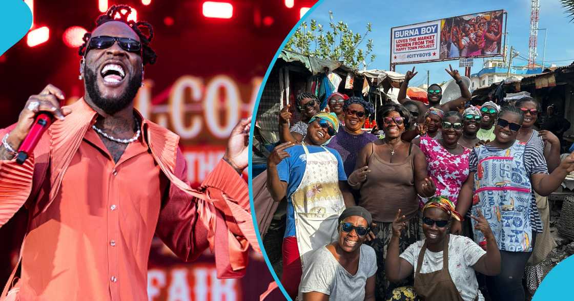 Burna Boy and the Makola market women Burna Boy and the Makola market women
