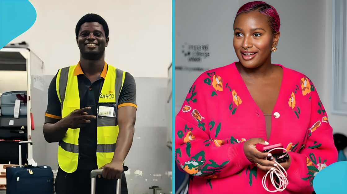 DJ Cuppy, Femi Otedola, celebrity encounter, airport worker, airport staff, TikTok, viral video, social media reactions, Nigerian celebrities, entertainment news, human interest, celebrity lifestyle, fan moment