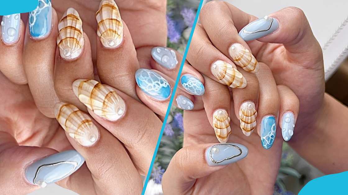 3D-inspired beach nail design 3D-inspired beach nail design