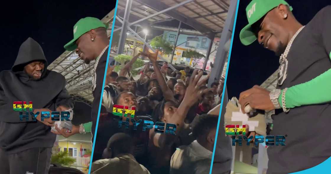 Shatta Wale and Medikal throw money on fans at the airport in Accra