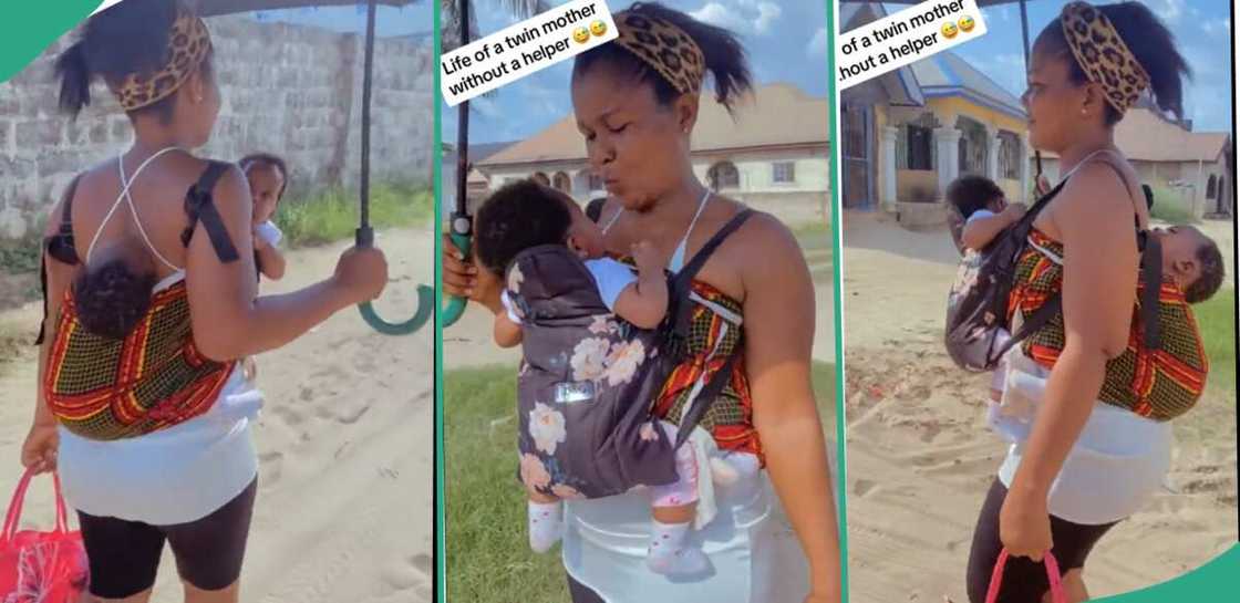 New mum shows how she carries her babies. New mum shows how she carries her babies.