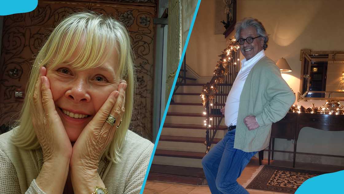 Mollie Wells Whitelaw (left) poses for a selfie. Michael Ciminella (right) dances inside a house.