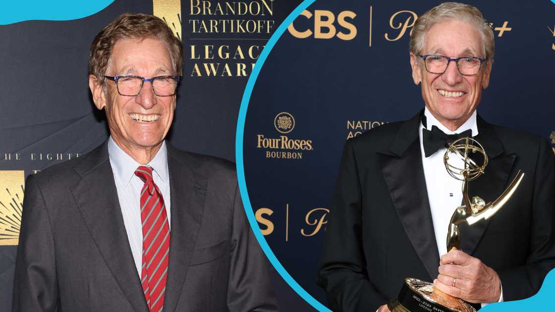 Maury Povich attends the 18th Annual Brandon Tartikoff Legacy Awards (L). He poses during the 50th Daytime Emmy Creative Arts (R)