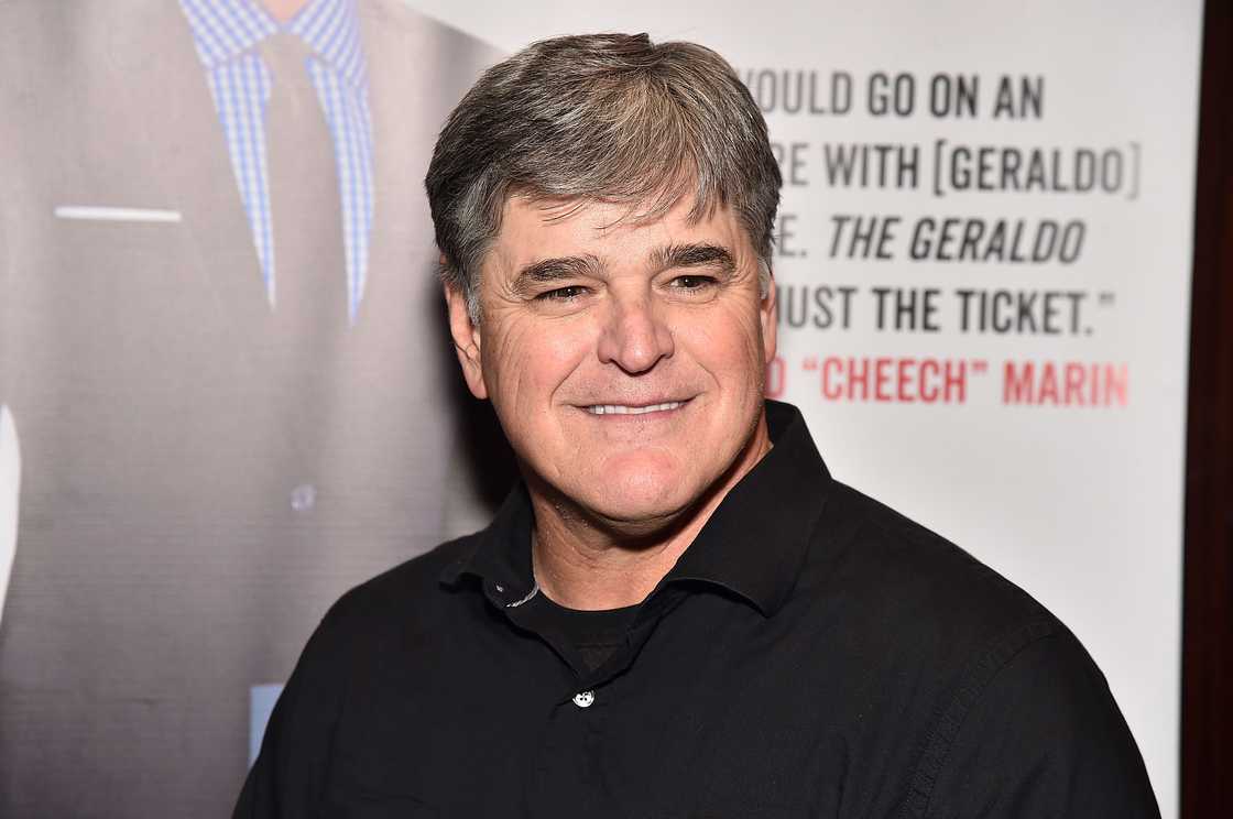 Sean Hannity poses in black at Geraldo Rivera's book launch. Sean Hannity poses in black at Geraldo Rivera's book launch.
