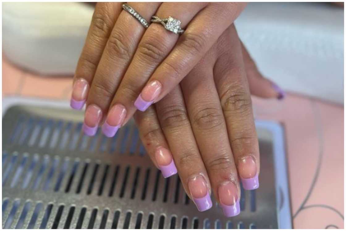 Lavender French tip nails Lavender French tip nails