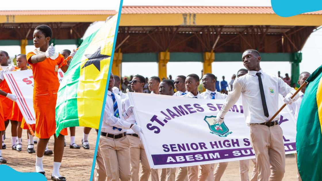 Students matching during the 67th Ghana Independence Day celebrations Students matching during the 67th Ghana Independence Day celebrations