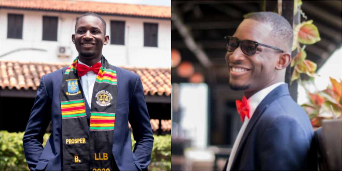 PHOTOS: Young Ghanaian man celebrates as he bags first class law degree from Legon