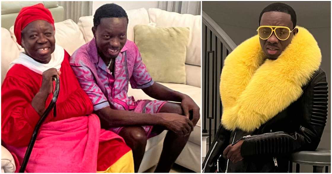Michael Blackson poses with his mother in a photo. Michael Blackson poses with his mother in a photo.