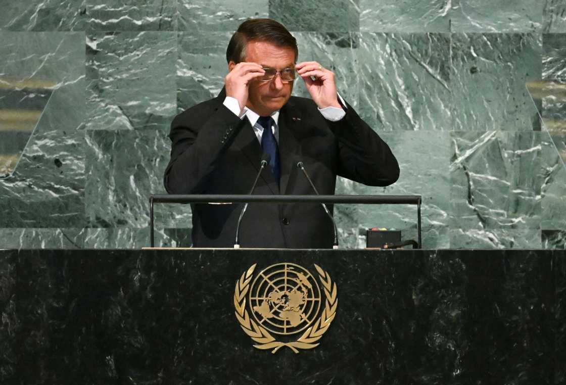 Brazilian President Jair Bolsonaro addresses the 77th session of the United Nations General Assembly