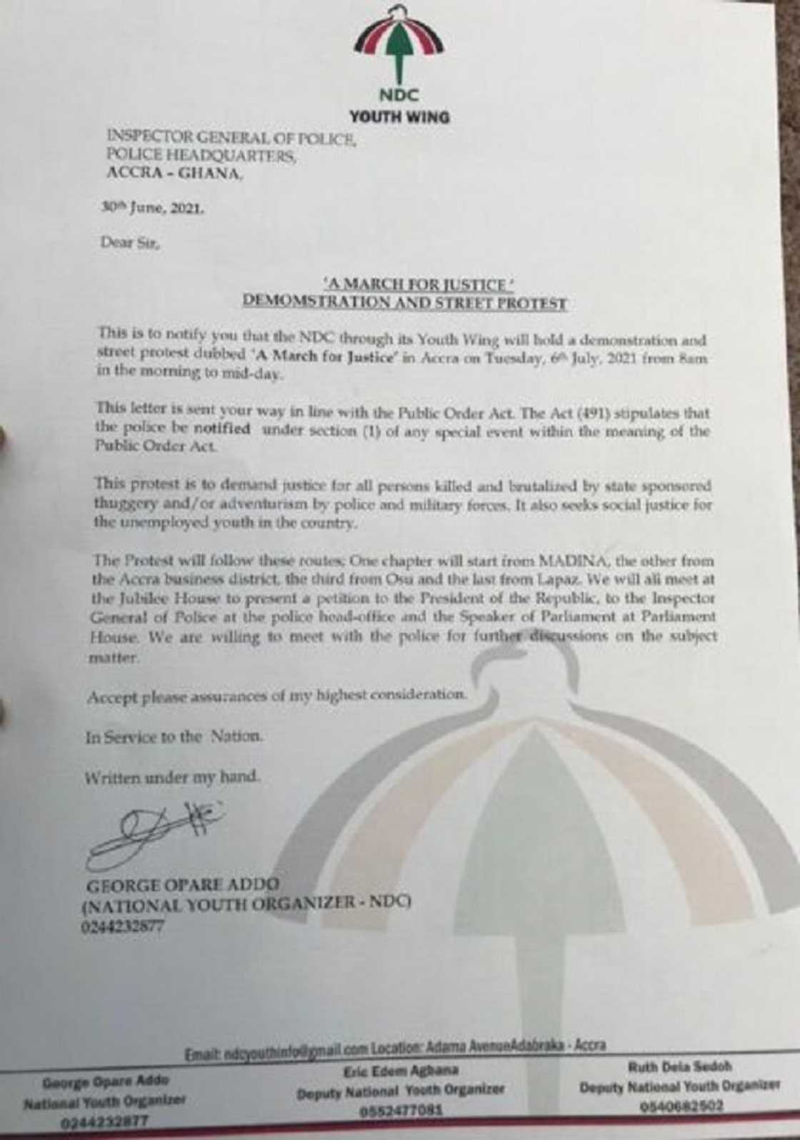 Ejura Shooting: NDC to embark on 'March for Justice' demo on July 6 Ejura Shooting: NDC to embark on 'March for Justice' demo on July 6