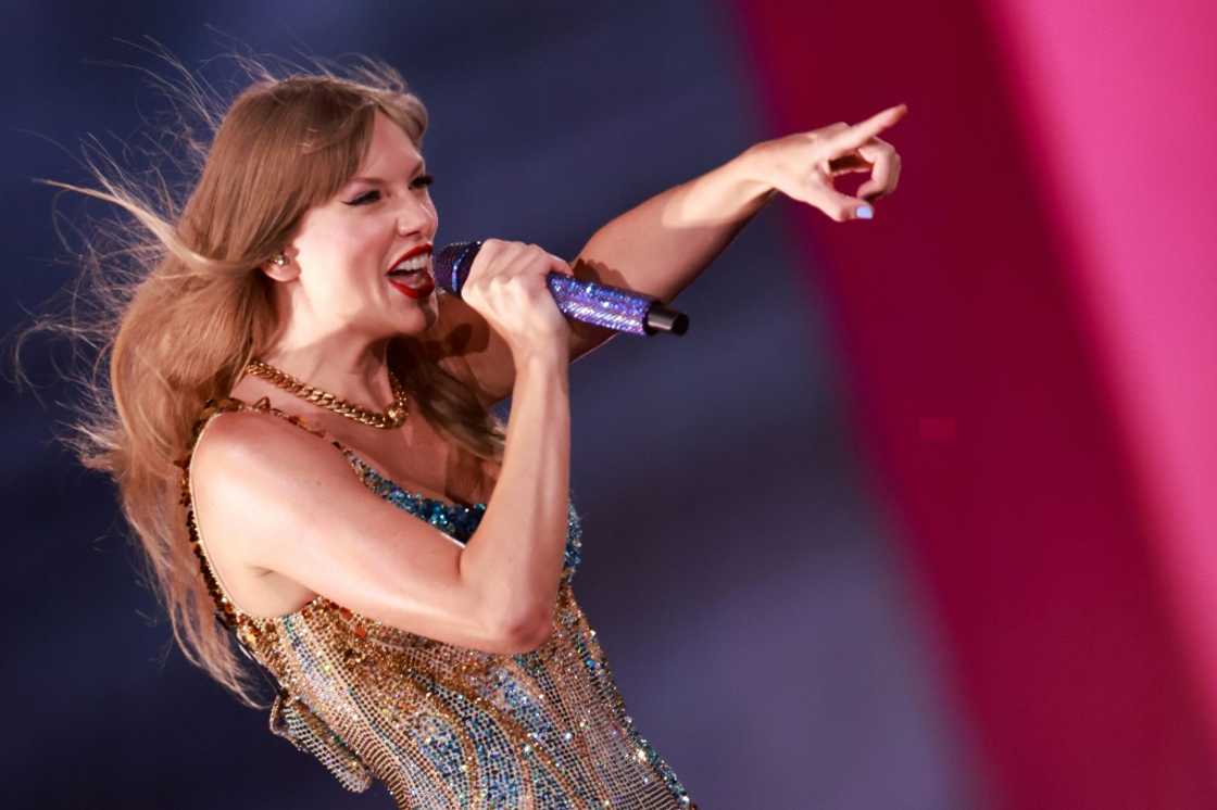 Taylor Swift performs during her Eras Tour at Sofi stadium in Inglewood, California, August 7, 2023