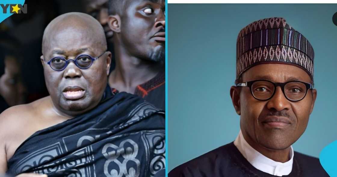 Nana Akufo-Addo, Ghana's former president, Mohammadu Buhari, late former Nigerian president, Nigieria, Ghana, West Africa. Nana Akufo-Addo, Ghana's former president, Mohammadu Buhari, late former Nigerian president, Nigieria, Ghana, West Africa.