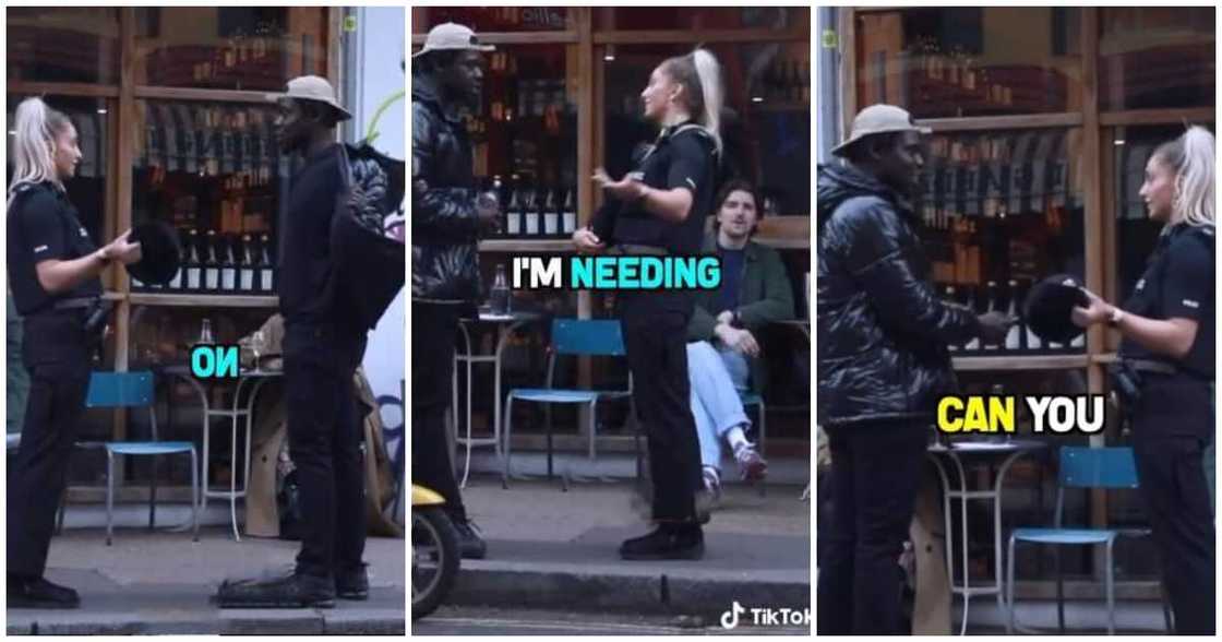 Bold black man, professes love to Oyinbo policewoman, Oyinbo policewoman Bold black man, professes love to Oyinbo policewoman, Oyinbo policewoman