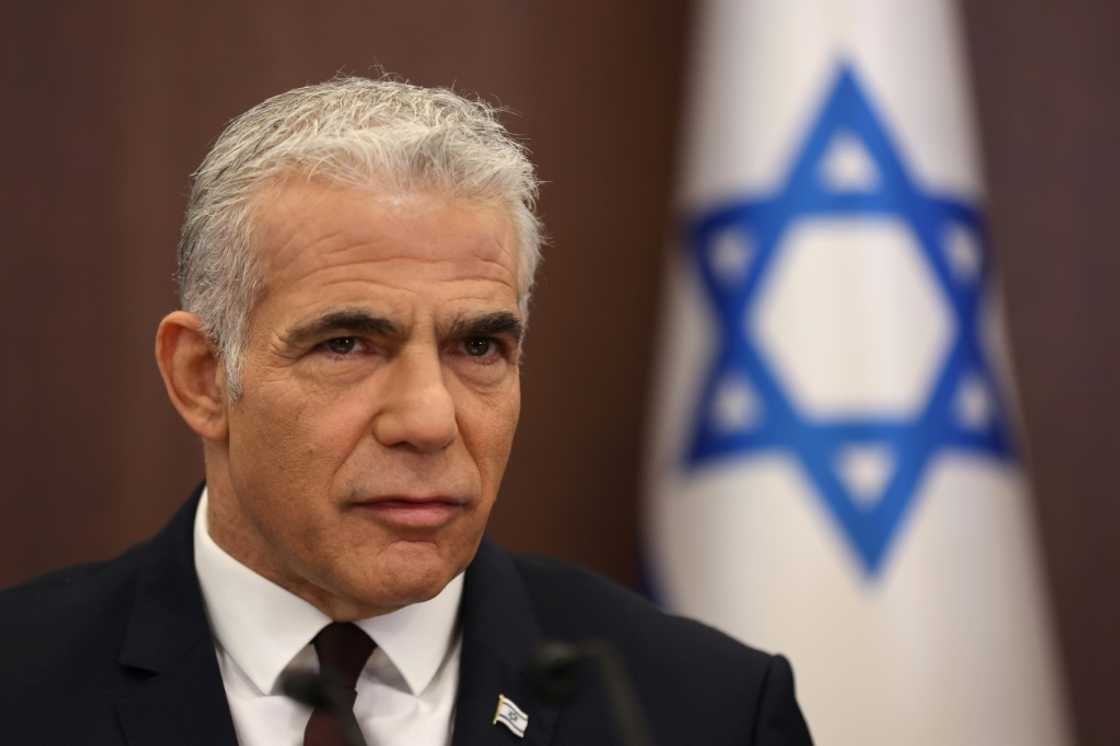 Israel's caretaker Prime Minister Yair Lapid chairs a cabinet meeting in Jerusalem on October 23, 2022 Israel's caretaker Prime Minister Yair Lapid chairs a cabinet meeting in Jerusalem on October 23, 2022
