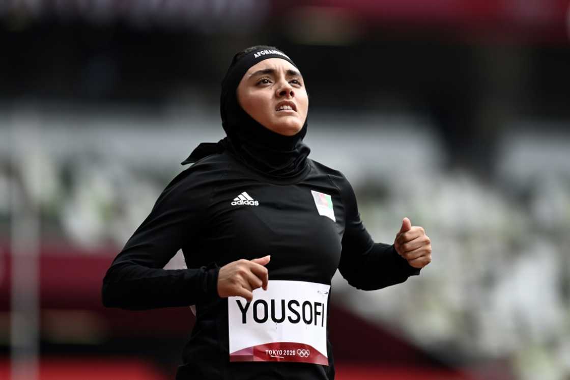 Afghanistan's Kimia Yousofi competes in the women's 100m heats at Tokyo 2020 Afghanistan's Kimia Yousofi competes in the women's 100m heats at Tokyo 2020