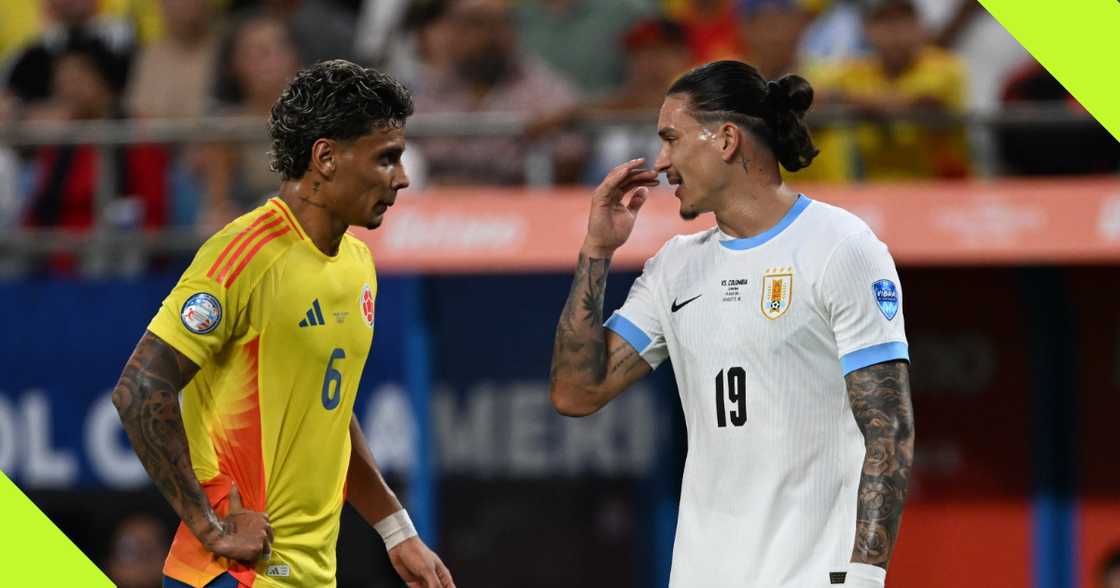 Uruguay striker Darwin Nunez against Colombia. Uruguay striker Darwin Nunez against Colombia.