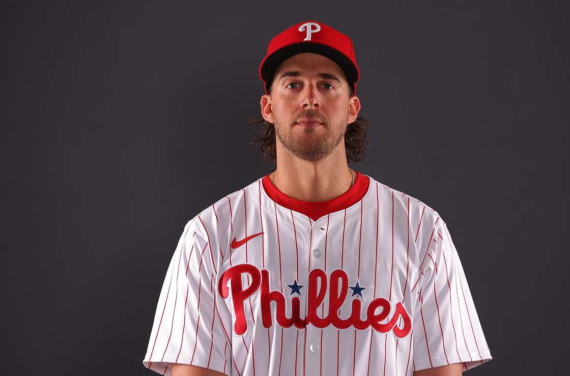 Aaron Nola poses for a portrait during photo day at BayCare Ballpark