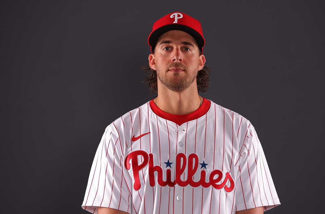 Aaron Nola poses for a portrait during photo day at BayCare Ballpark Aaron Nola poses for a portrait during photo day at BayCare Ballpark