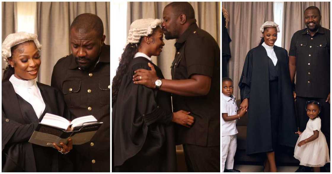 John Dumelo celebrates his wife after being called to the bair