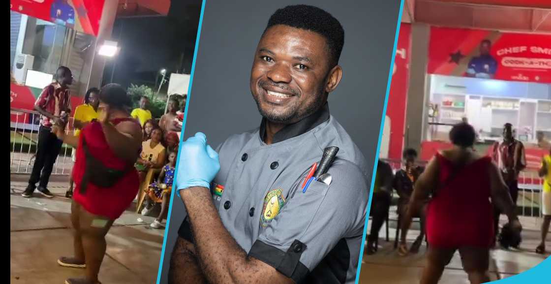 Plus-size lady displaying fire dance moves at Chef Smith's GWR cook-a-thon Plus-size lady displaying fire dance moves at Chef Smith's GWR cook-a-thon