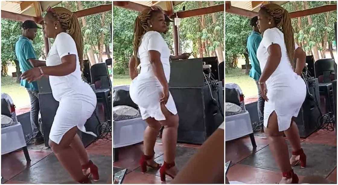 Photos of an elegant lady dancing at a party.