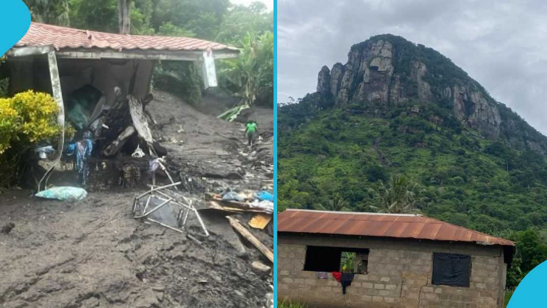 Adaklu Mountain Mudslide Buries 5 Houses, Destroys 9 Cars After Downpour