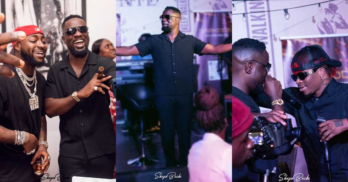 Sarkodie meets with Davido, Joeboy, other top Naija music stars; Videos and photos pop up