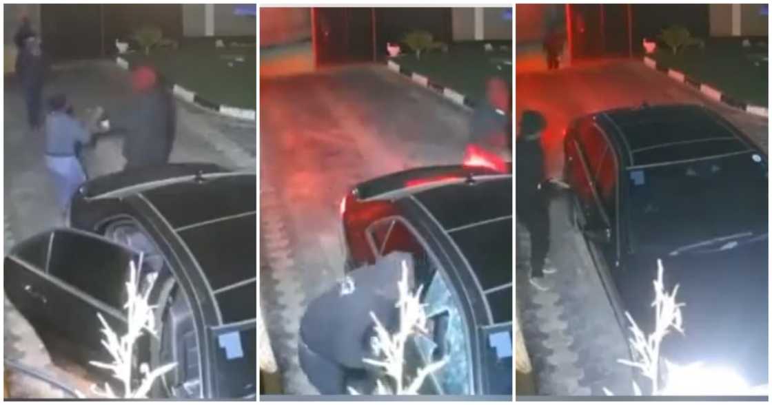 4 robbers attack lady at night