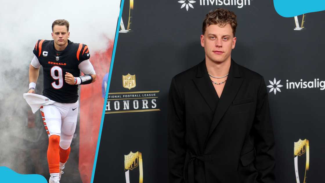 Joe Burrow at Paycor Stadium (L) and at the 14th Annual NFL Honors in New Orleans, Louisiana (R). Joe Burrow at Paycor Stadium (L) and at the 14th Annual NFL Honors in New Orleans, Louisiana (R).