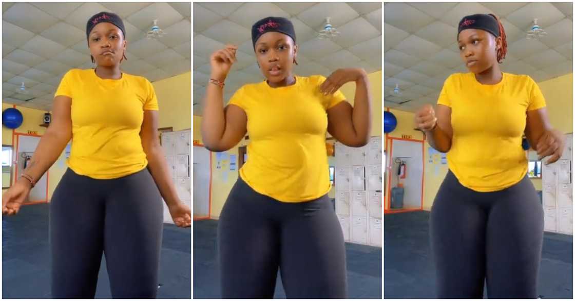 Lady shows off dance moves. Lady shows off dance moves.