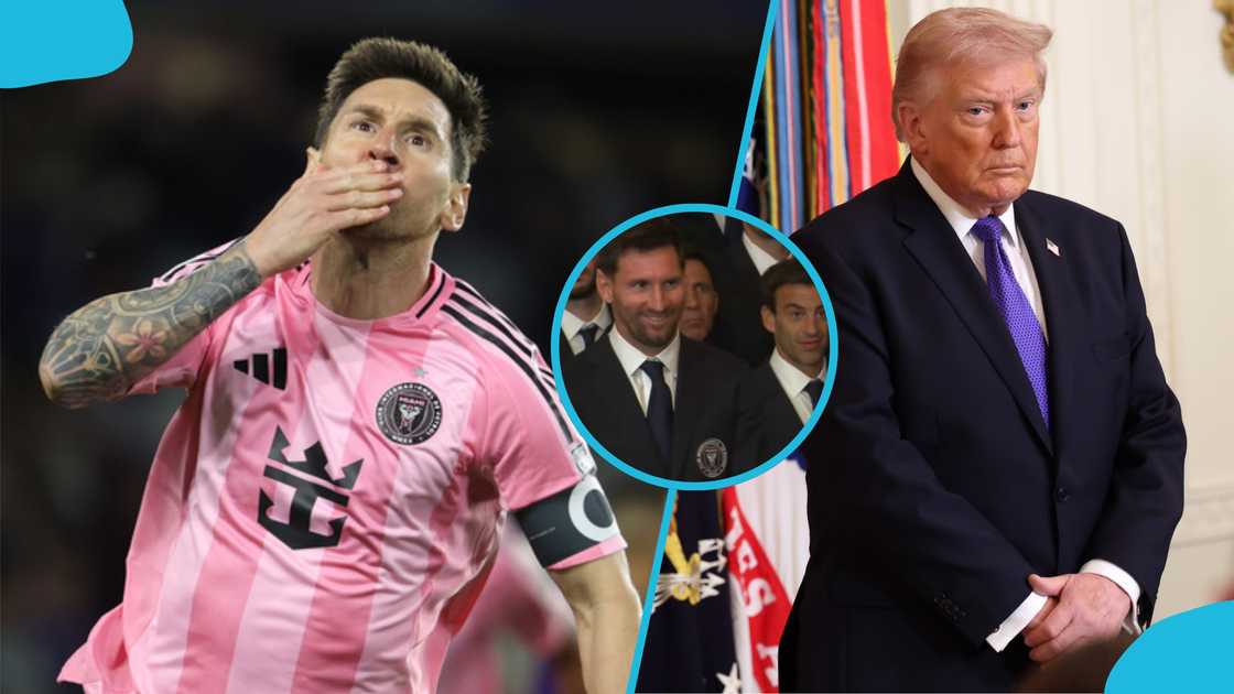 Lionel Messi, Donald Trump, Cristiano Ronaldo, Inter Miami, MLS Cup celebrations, Messi vs Ronaldo, White House visit, sports fans reactions, Messi's smile. Lionel Messi, Donald Trump, Cristiano Ronaldo, Inter Miami, MLS Cup celebrations, Messi vs Ronaldo, White House visit, sports fans reactions, Messi's smile.