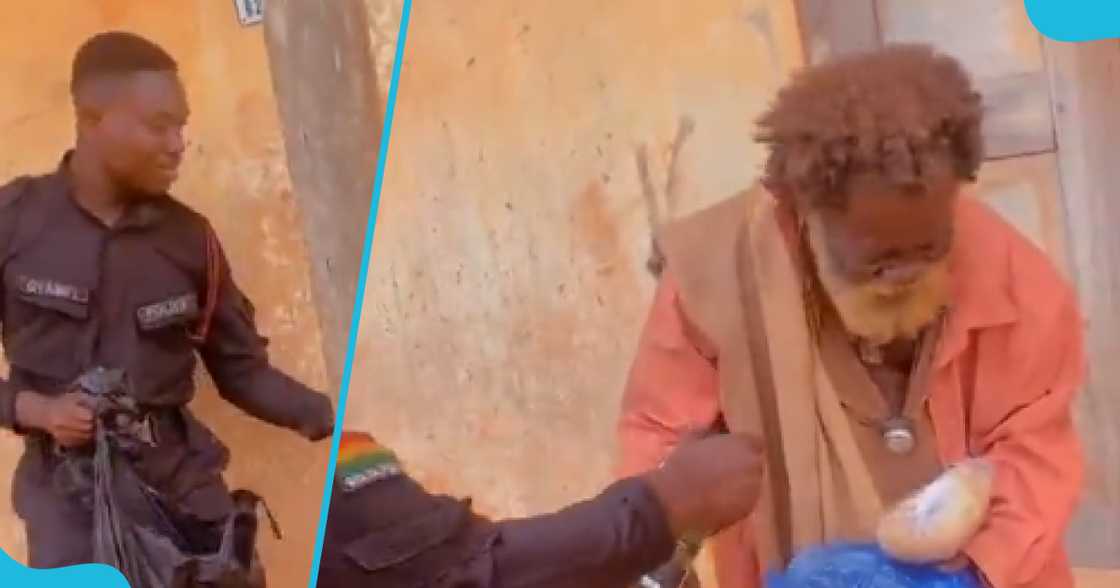 Photo of Ghanaian policeman and mentally challenged man Photo of Ghanaian policeman and mentally challenged man