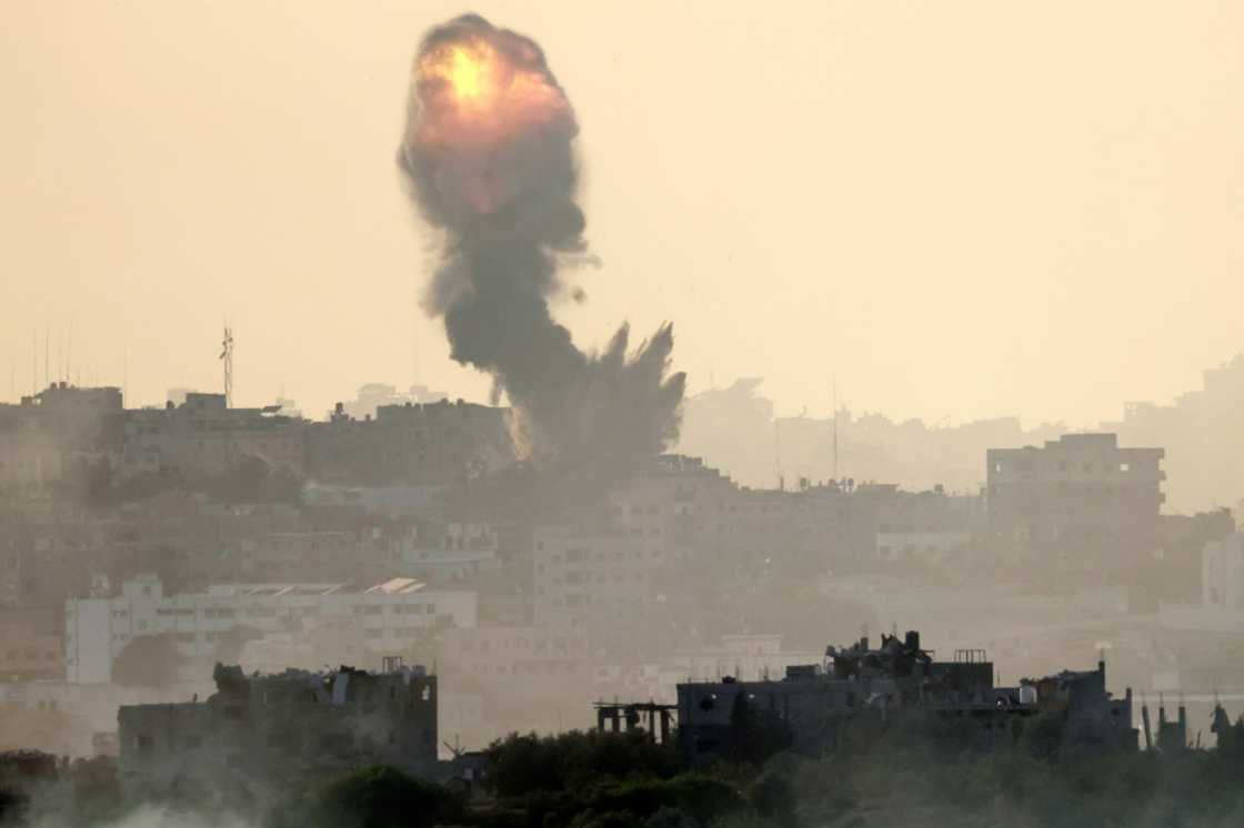 Smoke billows from Israeli bombardment in the north of the Gaza Strip on October 30, 2023