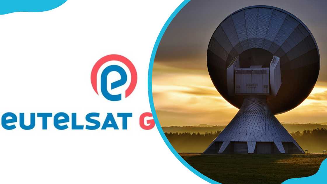 Eutelsat satellite logo and a satellite