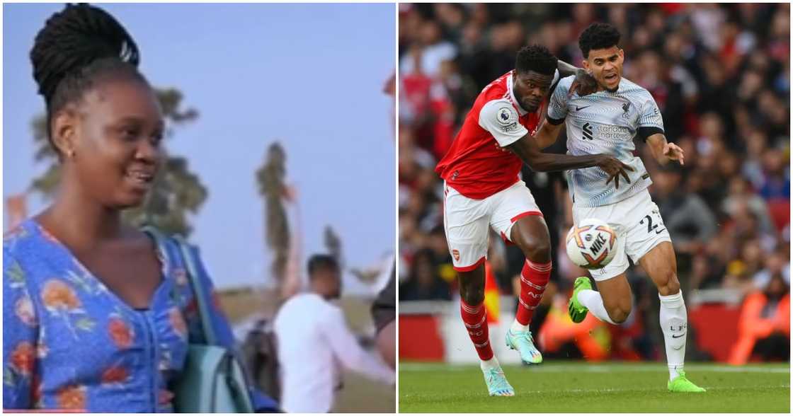 Photo of Ghanaian lady, Thomas Partey and Luiz Diaz Photo of Ghanaian lady, Thomas Partey and Luiz Diaz