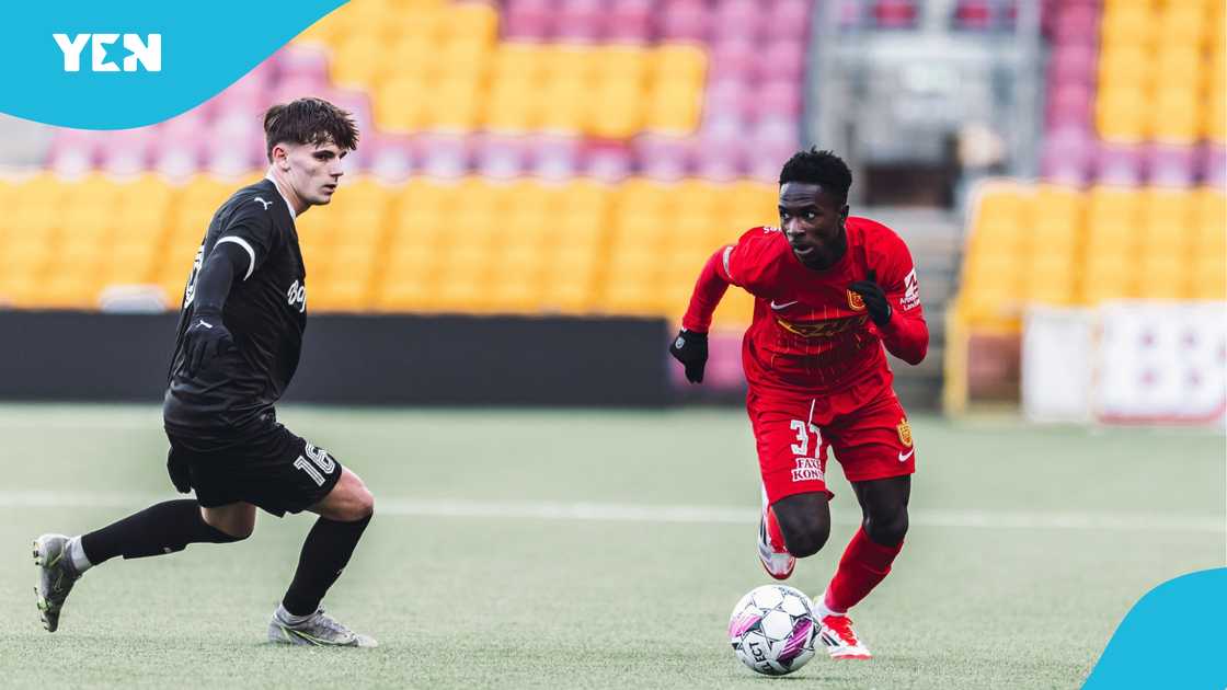 Prince Amoako Junior in action for FC Nordsjaelland's youth team. Prince Amoako Junior in action for FC Nordsjaelland's youth team.